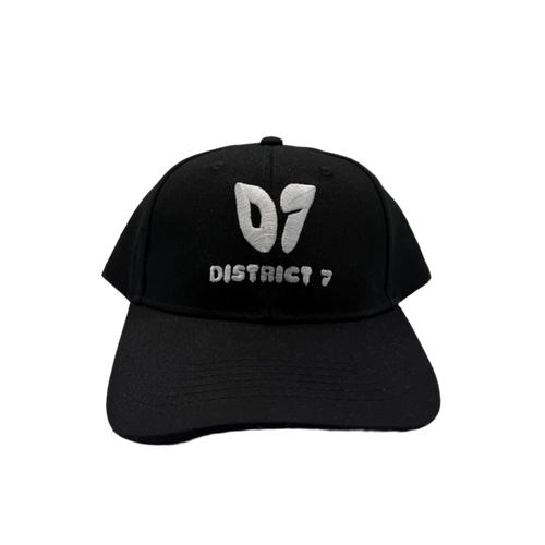 Black cap with 'D7 District 7' text in white