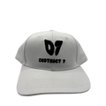 White cap with black text '07 District 7' on a white background