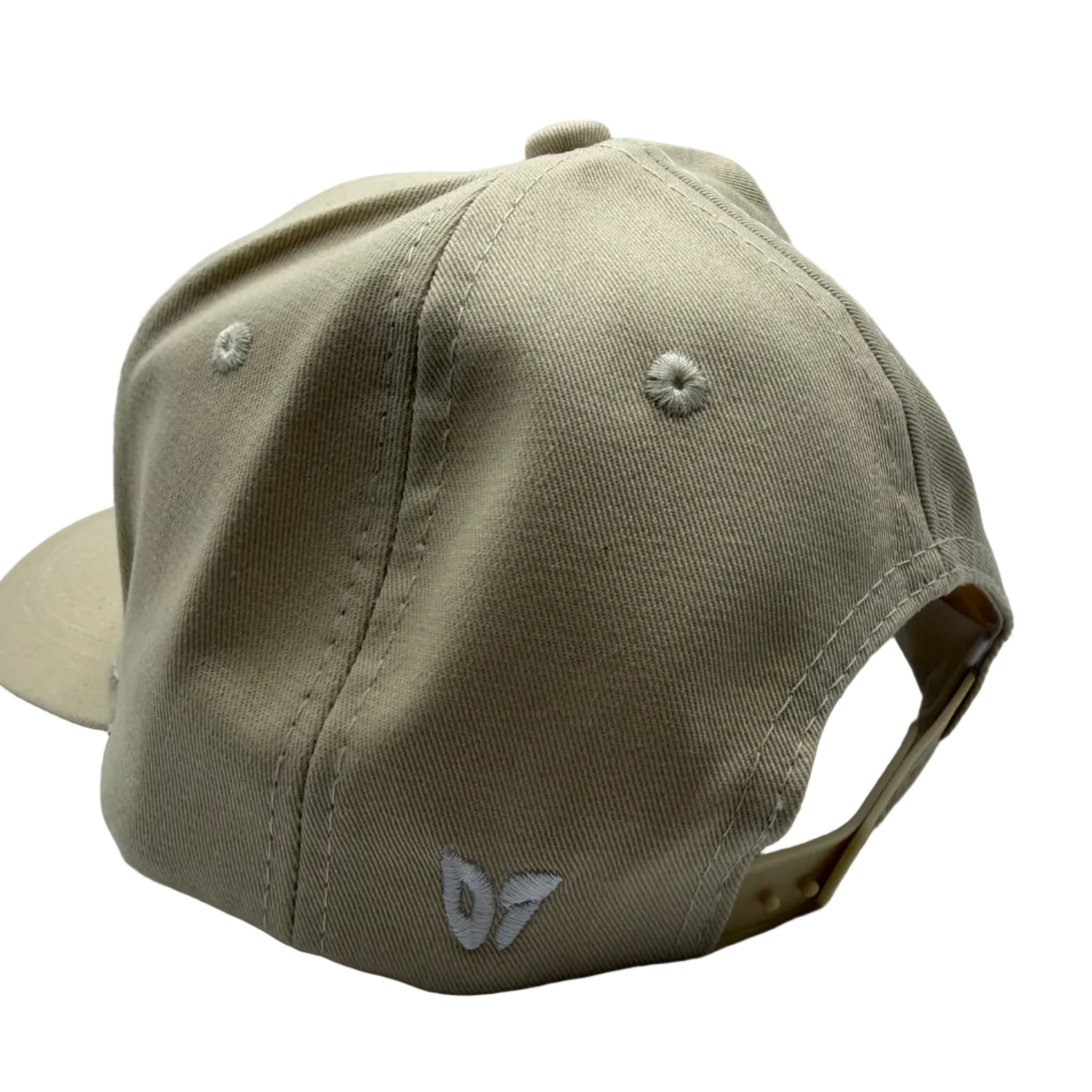 Beige cap with a logo on a white background