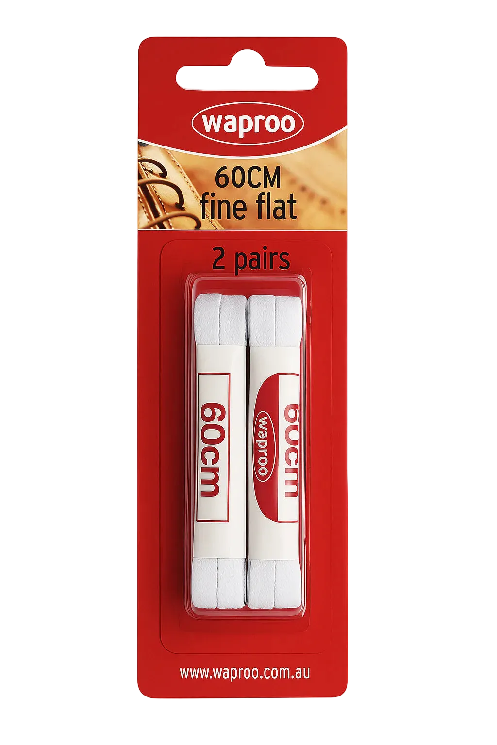 Waproo - Laces 60cm Flat 2 Pairs Packet (Blister)